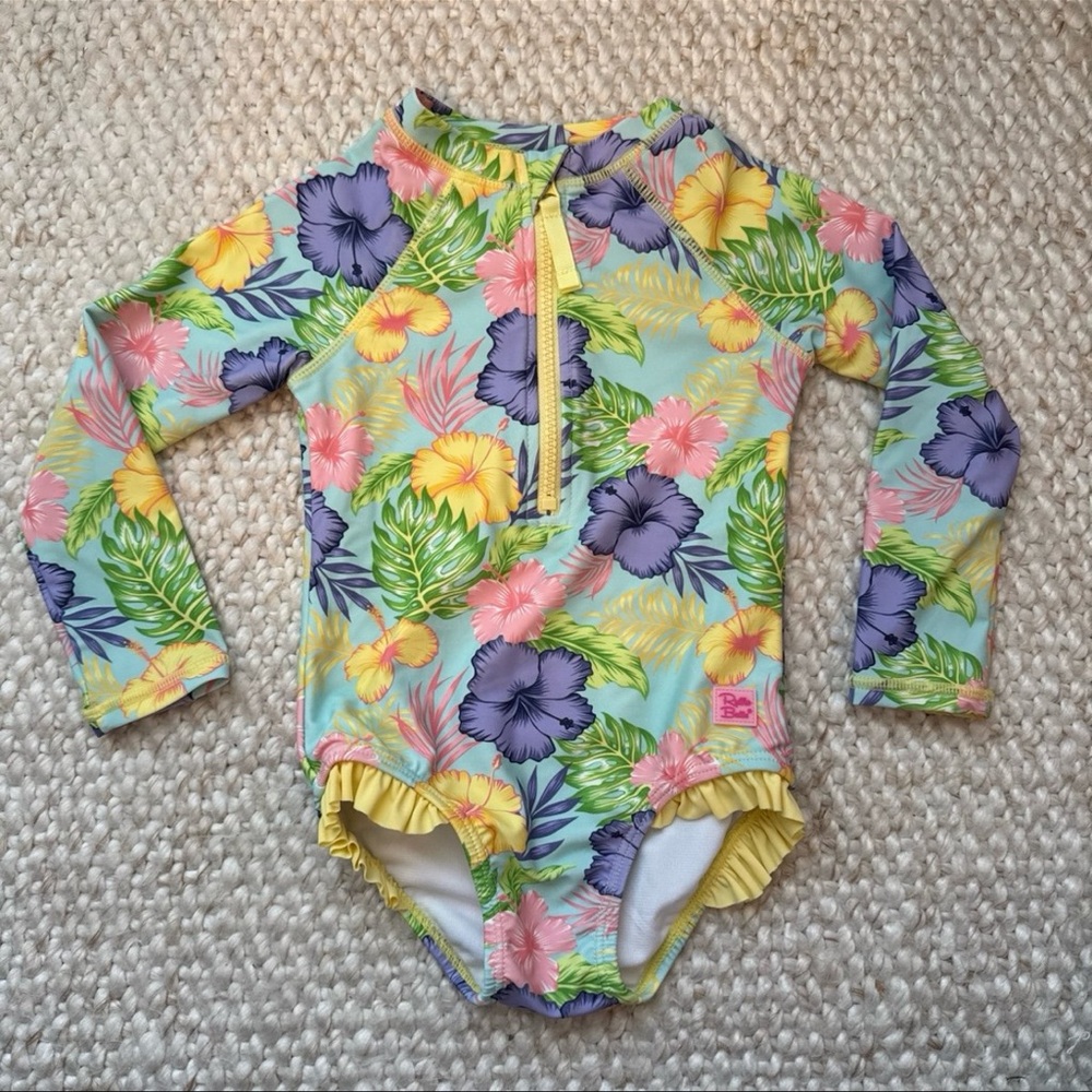 Ruffle Butts Tropical Floral Kids Rashguard